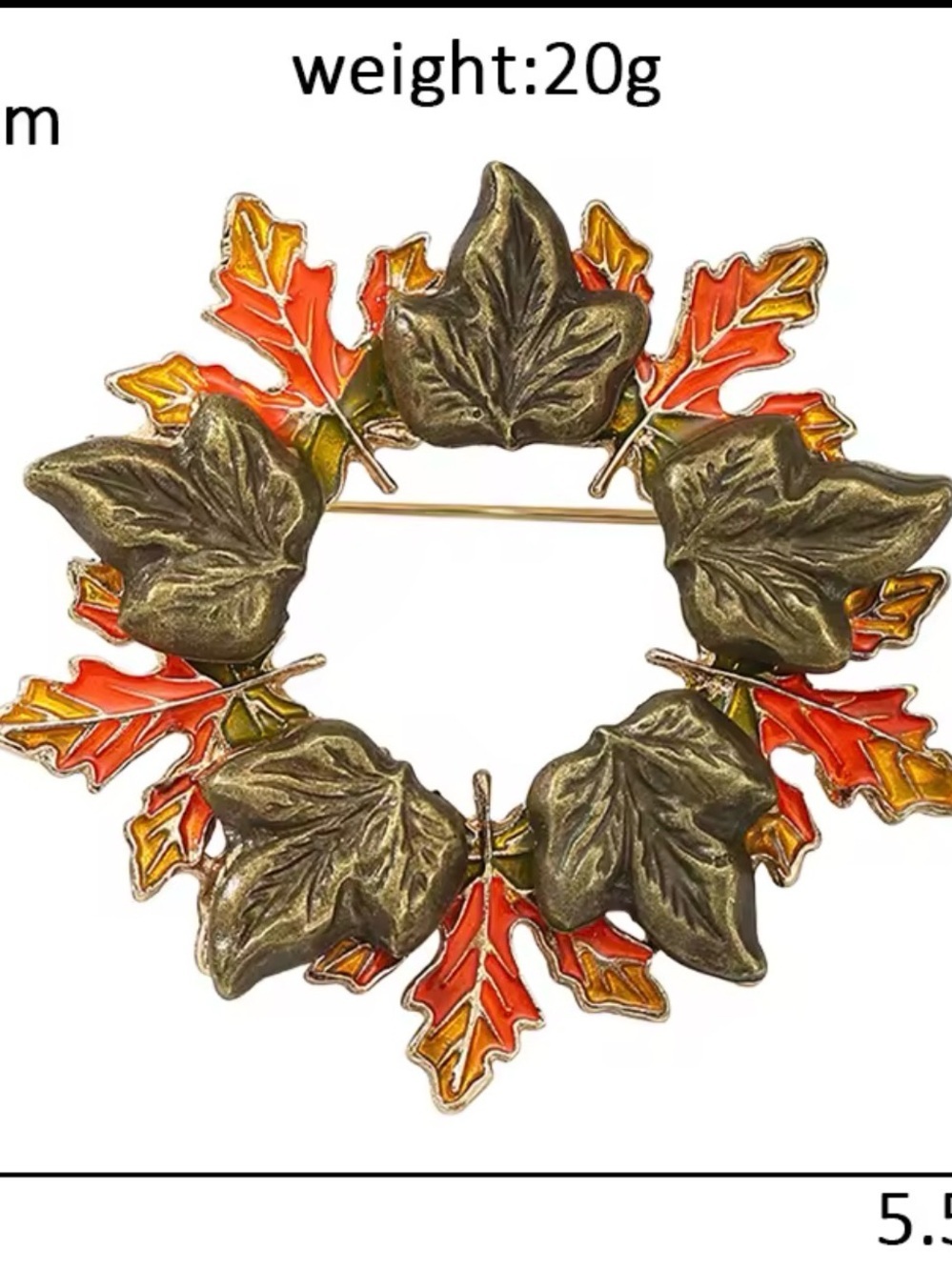 Fall Wreath leaf Brooch - Picture 6 of 6